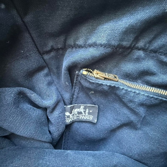 Hermes Paris navy and brown canvas tote bag - Picture 4 of 8